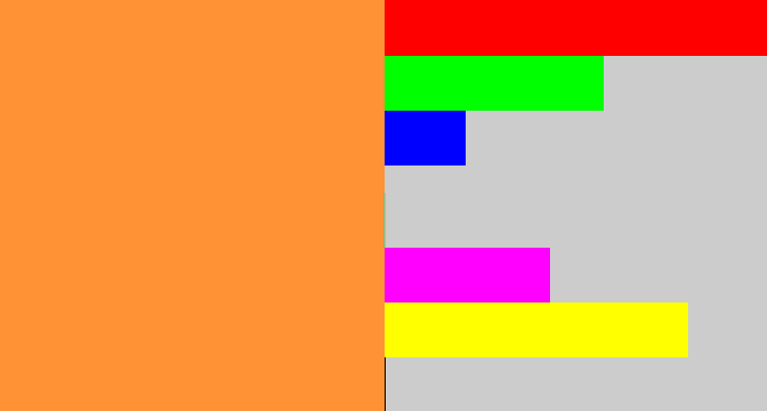 Hex color #fe9235 - orangeish