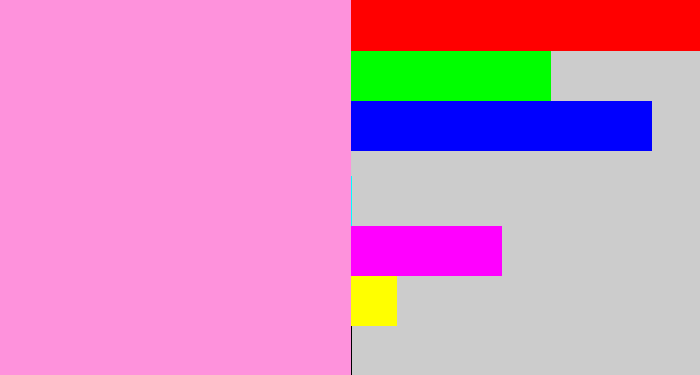Hex color #fe92dc - bubblegum pink