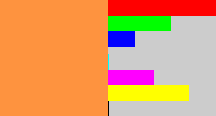 Hex color #fe933f - orangeish