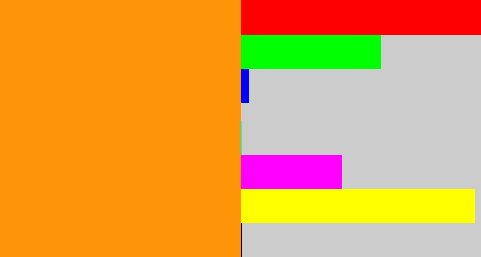 Hex color #fe9408 - tangerine
