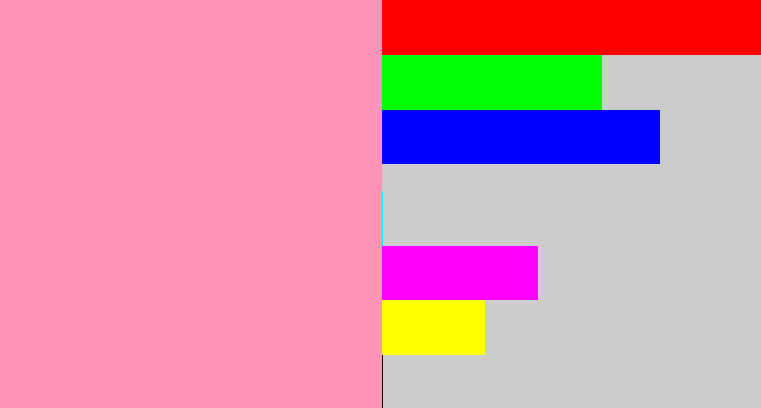 Hex color #fe95b9 - pink