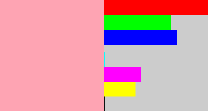 Hex color #fea4b3 - soft pink