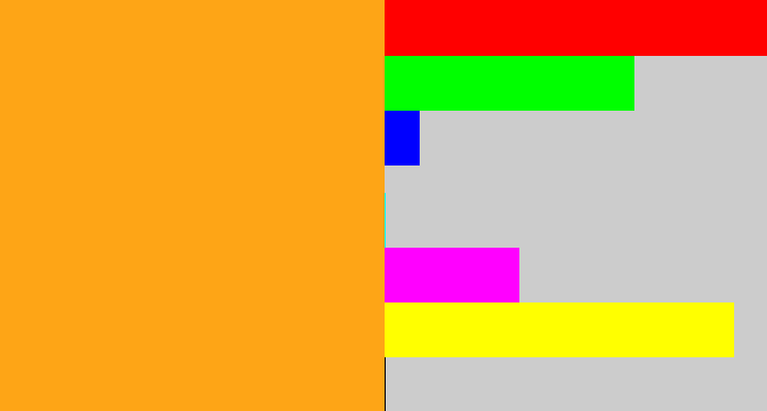 Hex color #fea516 - yellowish orange