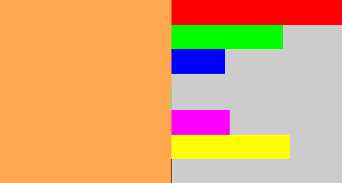 Hex color #fea74f - pale orange