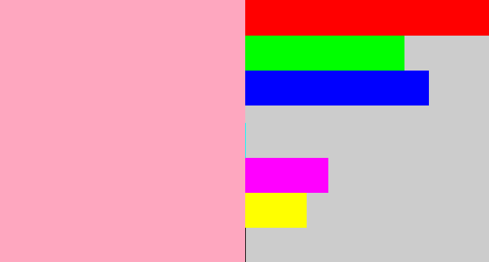 Hex color #fea7bf - soft pink
