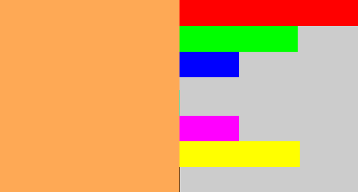 Hex color #fea955 - pale orange