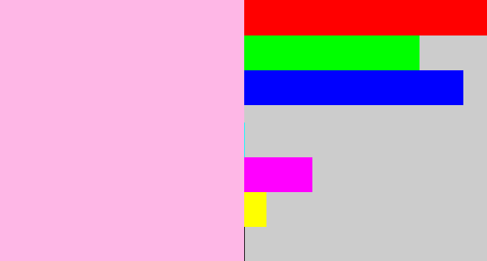 Hex color #feb7e6 - powder pink