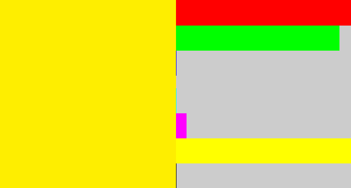 Hex color #feee00 - bright yellow