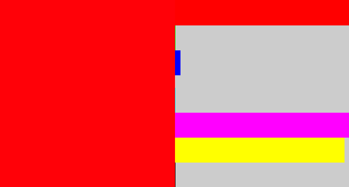 Hex color #ff0108 - bright red