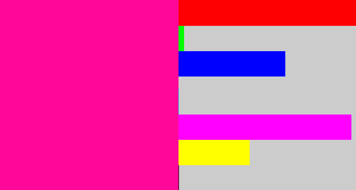 Hex color #ff089a - neon pink