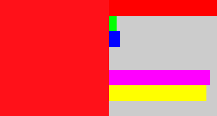 Hex color #ff1119 - bright red