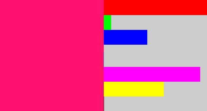Hex color #ff126c - strong pink