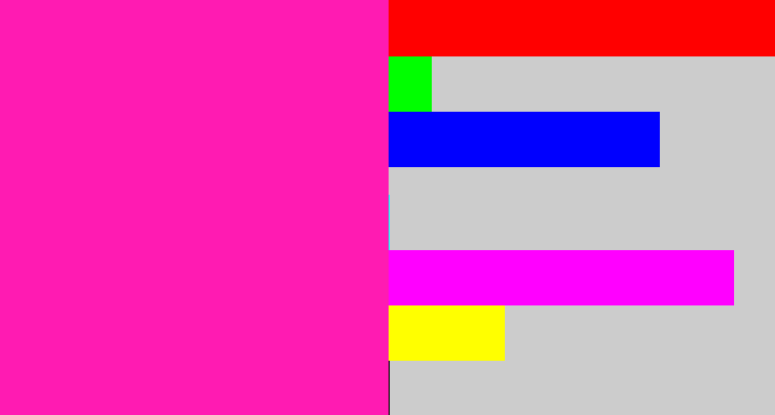 Hex color #ff1bb2 - bright pink