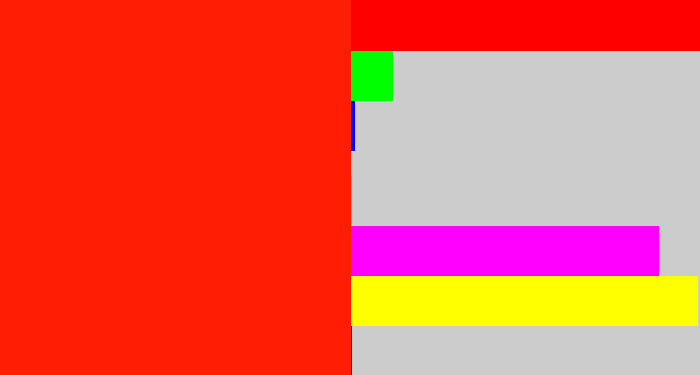Hex color #ff1e03 - tomato red
