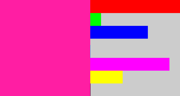 Hex color #ff1ea3 - shocking pink