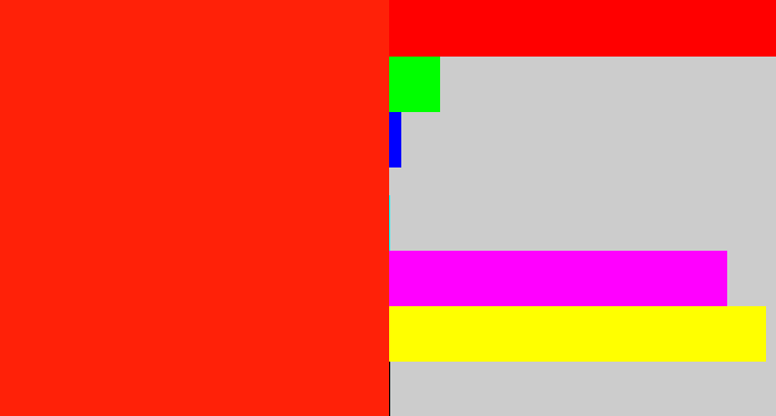Hex color #ff2108 - vermillion