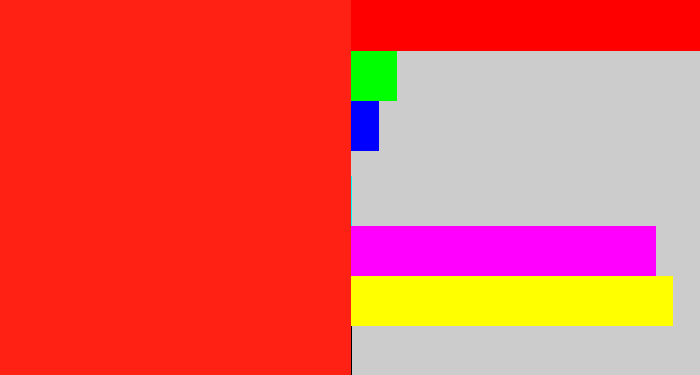Hex color #ff2114 - vermillion