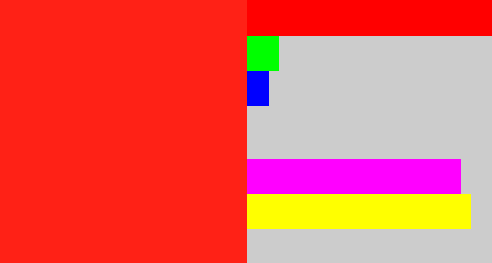 Hex color #ff2116 - vermillion