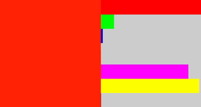 Hex color #ff2204 - vermillion