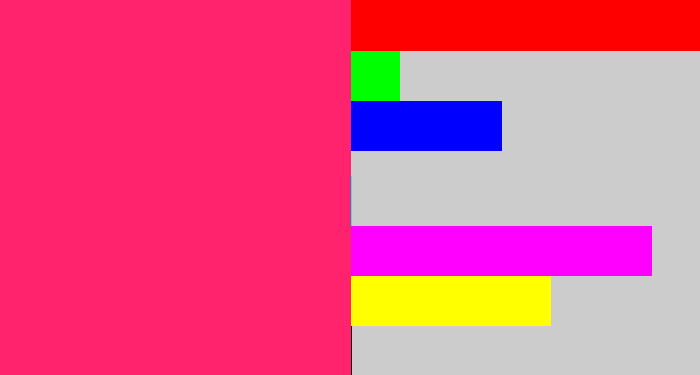 Hex color #ff236d - red pink