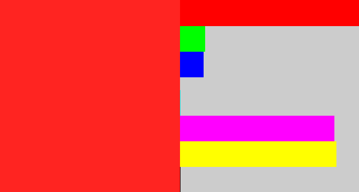 Hex color #ff2421 - vermillion