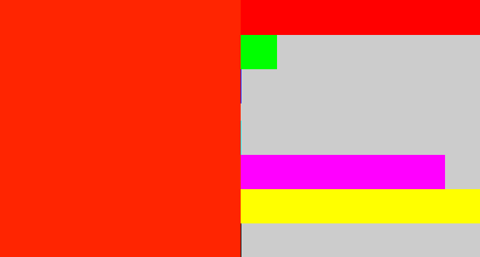 Hex color #ff2501 - vermillion
