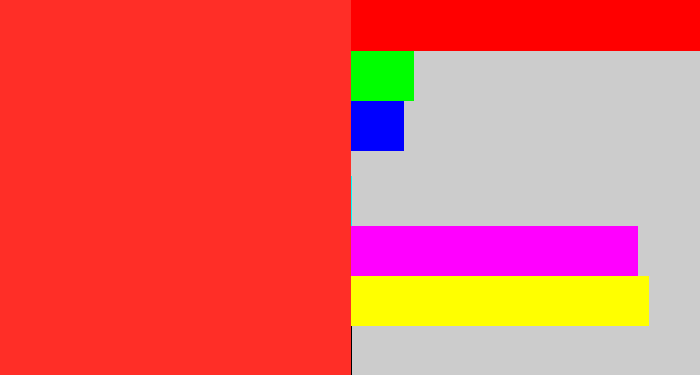 Hex color #ff2e27 - orangey red
