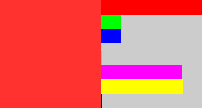 Hex color #ff3230 - orangey red