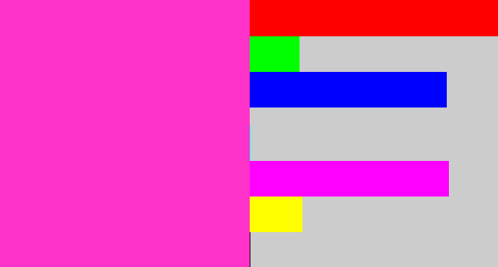 Hex color #ff32c9 - purple pink
