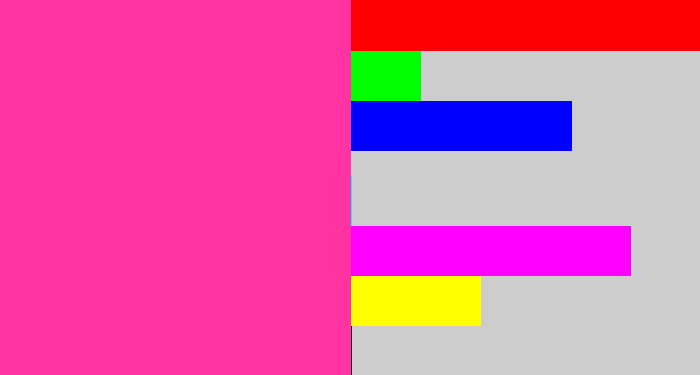 Hex color #ff33a1 - barbie pink