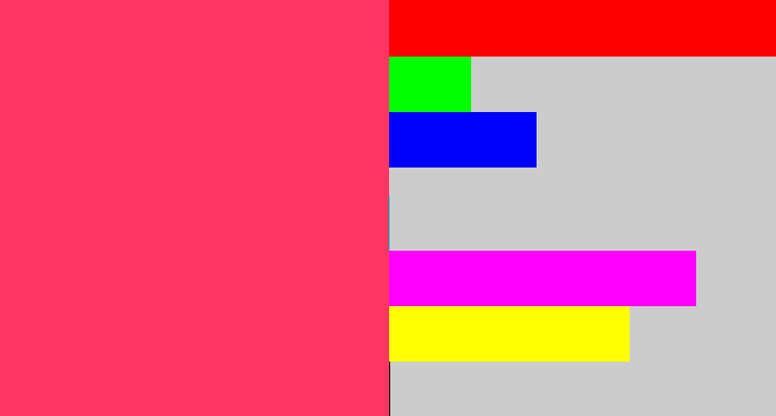 Hex color #ff3661 - reddish pink