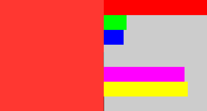 Hex color #ff3731 - orangey red