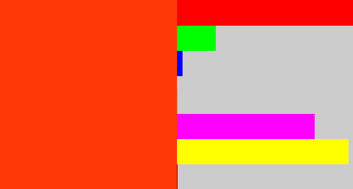 Hex color #ff3808 - red orange
