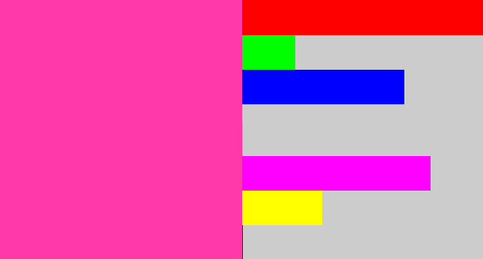 Hex color #ff39aa - barbie pink