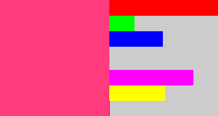 Hex color #ff3a7d - warm pink