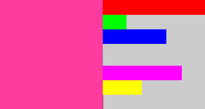 Hex color #ff3b9f - barbie pink
