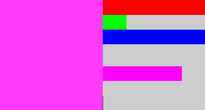 Hex color #ff3bfe - violet pink