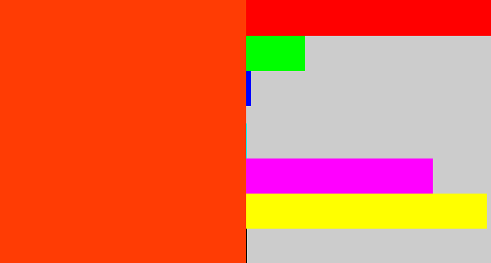 Hex color #ff3c04 - red orange