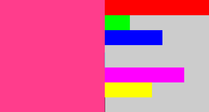 Hex color #ff3d8c - barbie pink