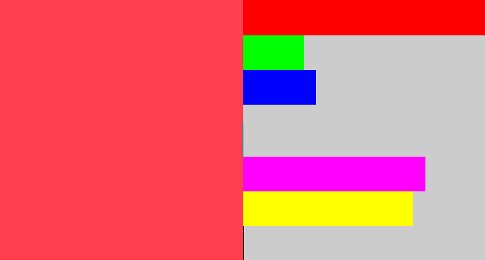 Hex color #ff3f4d - light red