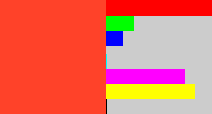 Hex color #ff4229 - orangey red