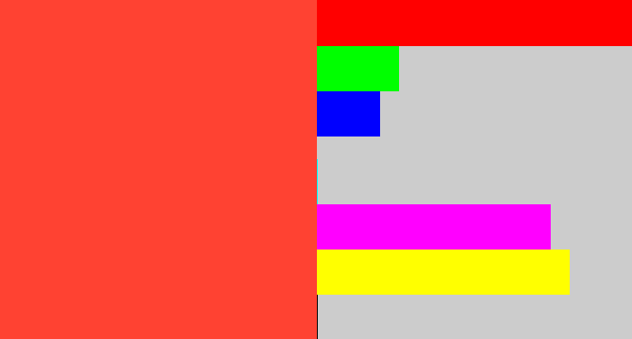 Hex color #ff4232 - orangey red