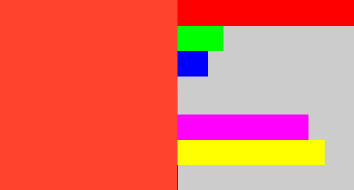 Hex color #ff432c - orangey red