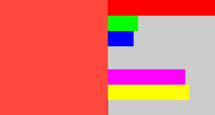 Hex color #ff483d - light red