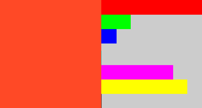 Hex color #ff4926 - orangey red