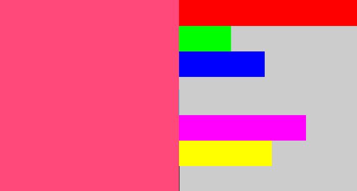 Hex color #ff497b - warm pink