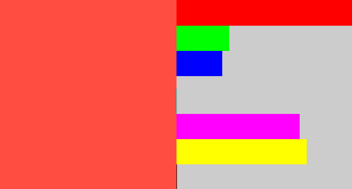 Hex color #ff4d42 - light red