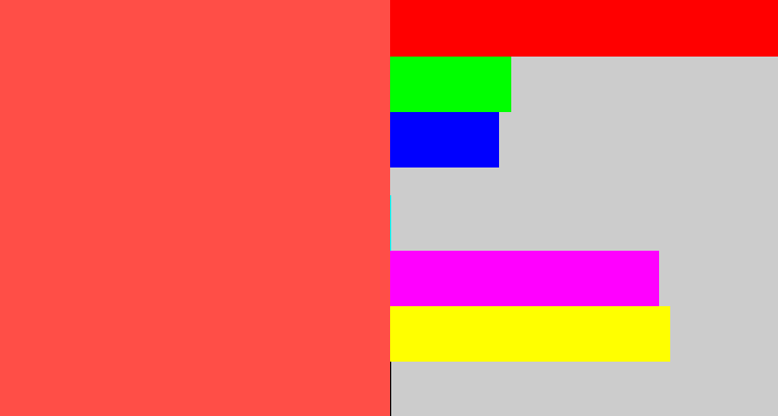 Hex color #ff4e47 - light red