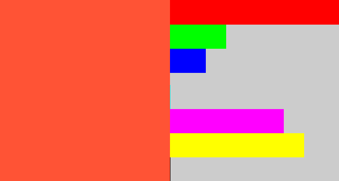 Hex color #ff5335 - orangey red