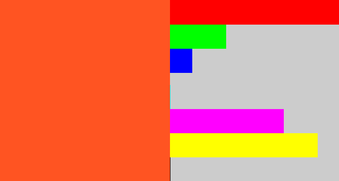 Hex color #ff5422 - reddish orange